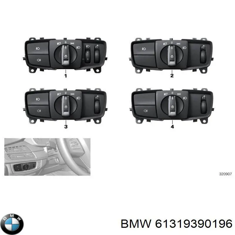 61319311721 BMW Перемикачі електричні (перемикач світла центральний)