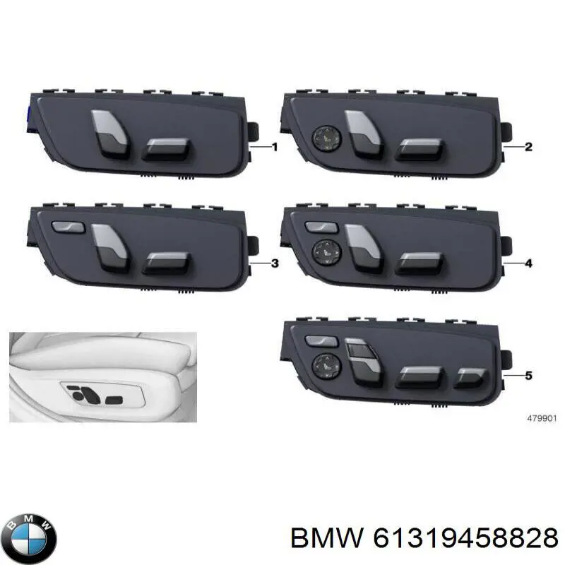Блок кнопок механізму регулювання сидінь, правий BMW 61319458828 ціна, від 428.28 USD