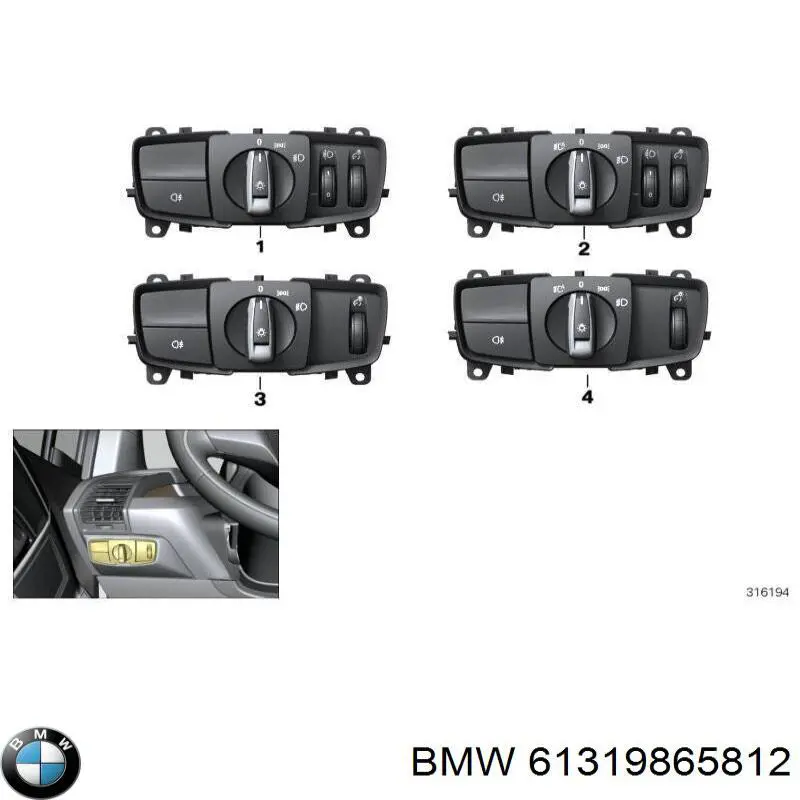 61319865812 BMW Перемикачі електричні (перемикач світла центральний)