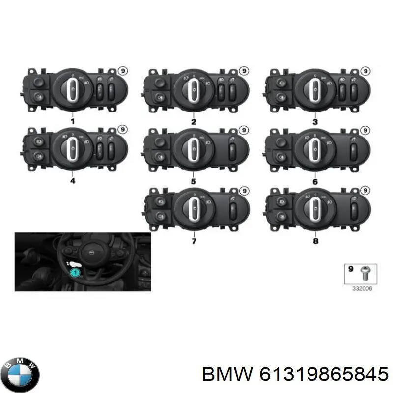 61319865845 BMW Перемикачі електричні (перемикач світла центральний)