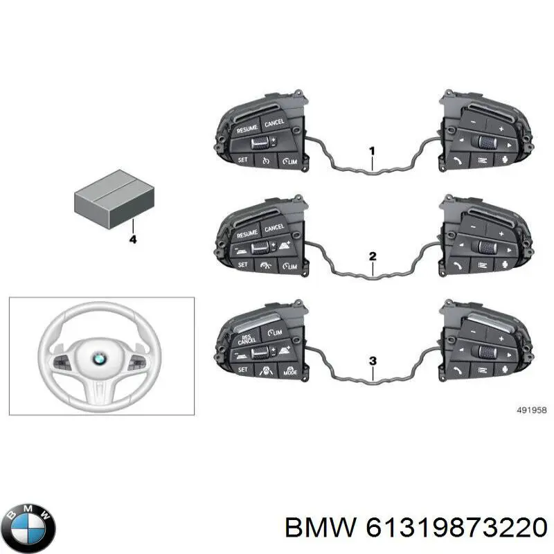 61319873220 BMW Блок кнопкових перемикачів кермового колеса