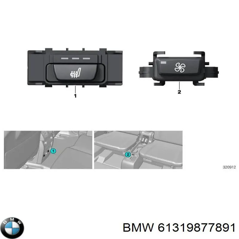 61319877891 BMW кнопка важеля стоянкового гальма