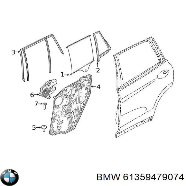 61359450072 BMW Моторчик склопідйомника двері задніх, правих