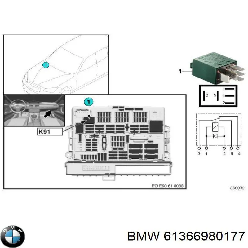 Купити 61366980177 BMW Реле вентилятора