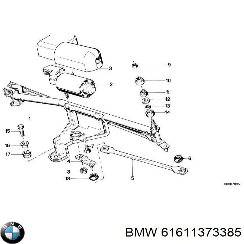 61611373385 BMW Мотор склоочисника скла (трапеції)