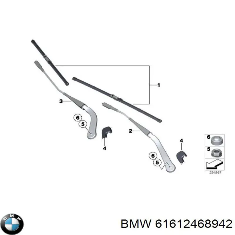 Щітка-двірник лобового скла, комплект з 2-х шт. BMW 61612468942 ціна, від 20.72 USD