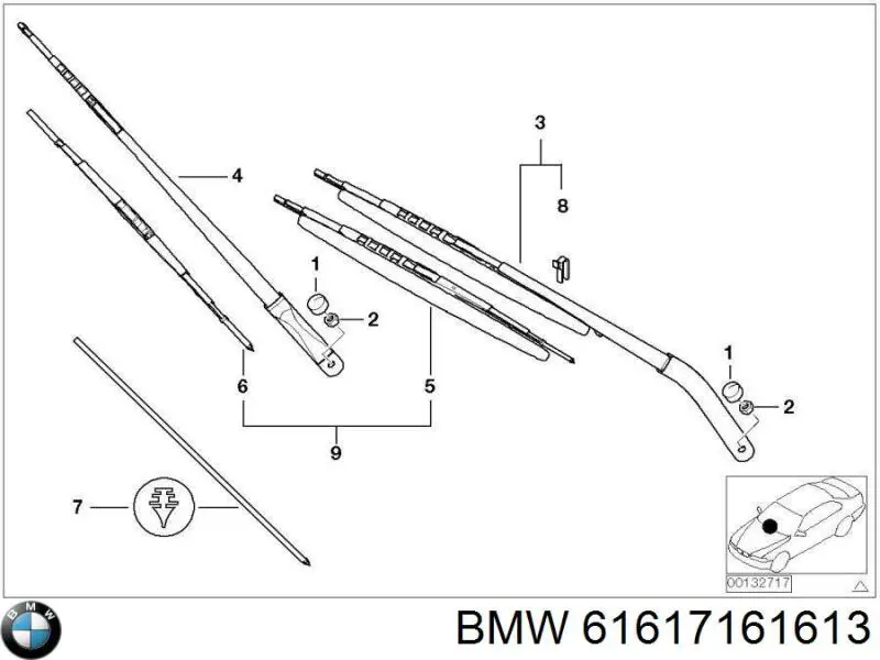 Купити 61617161613 BMW Щітка-двірник лобового скла, водійська