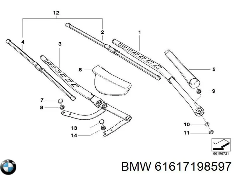 Ричаг склоочисника BMW 61617198597 ціна, від 25.33 USD