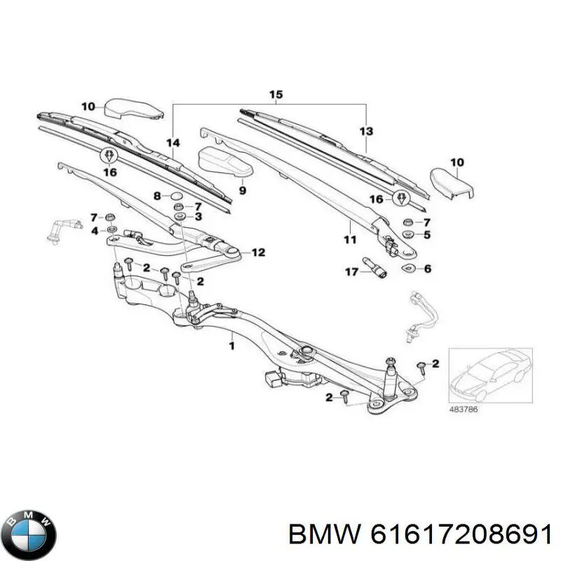 61610151061 BMW важіль-поводок склоочисника лобового скла