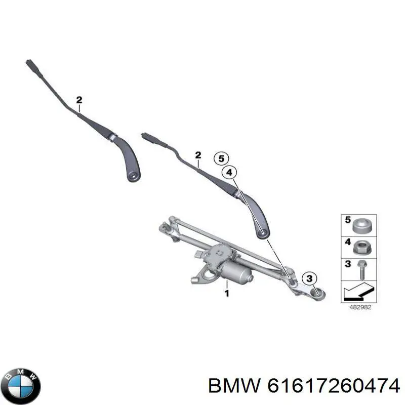 Важіль-поводок склоочисника лобового скла 61617260474 BMW