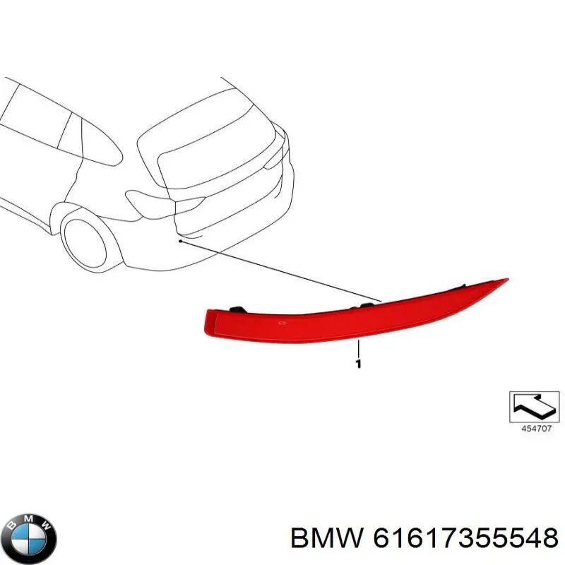 Правий катафот бампера на BMW X1 (F48)