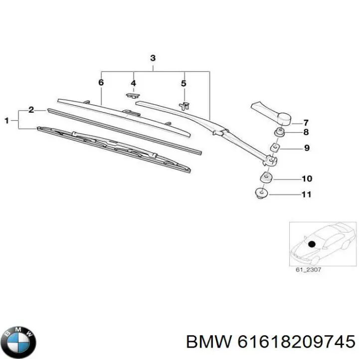 Щітка-двірник лобового скла, водійська 61618209745 BMW