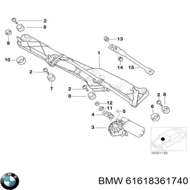 Трапеція щіток лобового скла на BMW 5 (E39)