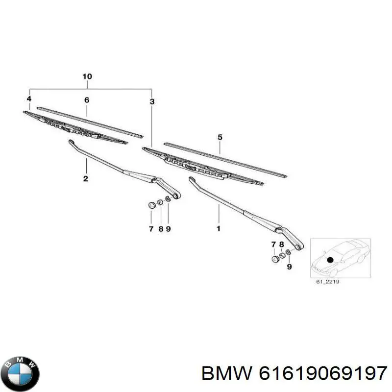 Щітка-двірник лобового скла, комплект з 2-х шт. BMW 61619069197 ціна, від 13.65 USD