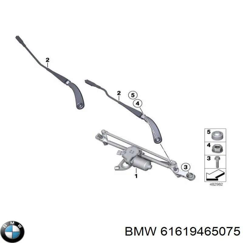 Важіль-поводок склоочисника лобового скла 61619465075 BMW