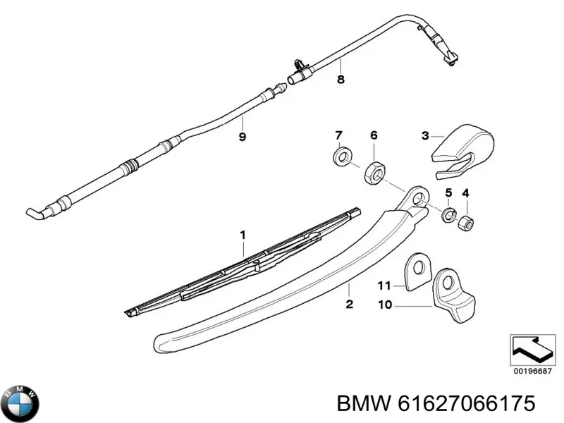 Заглушка гайки кріплення повідка заднього двірника BMW 61627066175