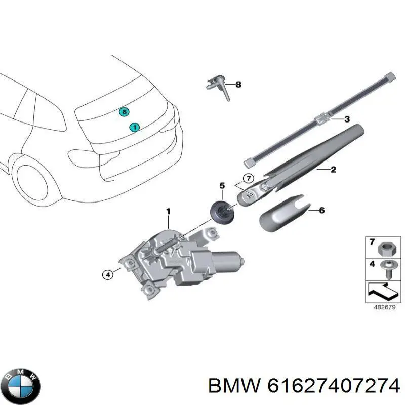 61627407274 BMW Важіль-поводок двірника заднього скла