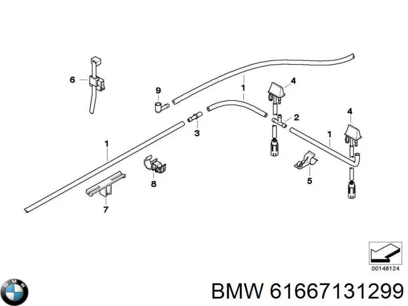 Форсунка омивача лобового скла 61667131299 BMW