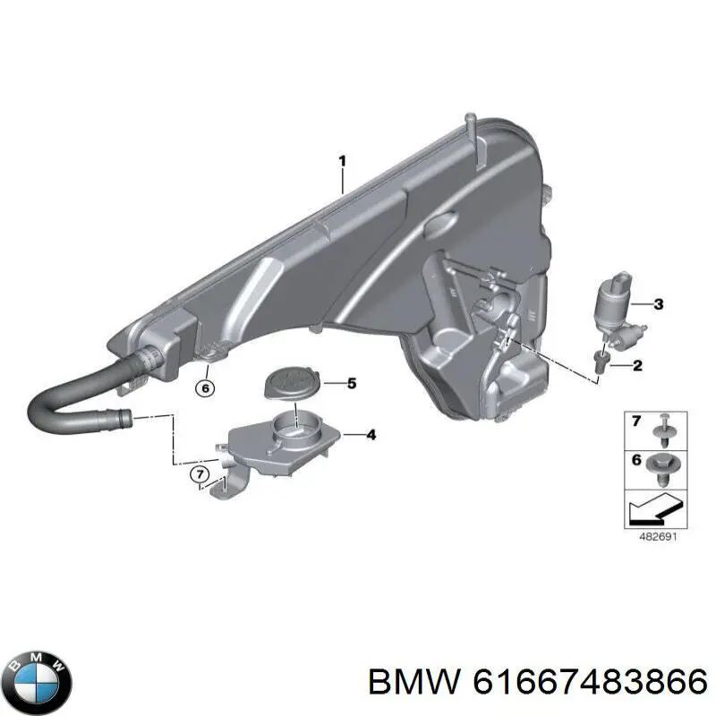 Бачок омивача лобового скла BMW 61667483866 ціна, від 109.80 USD