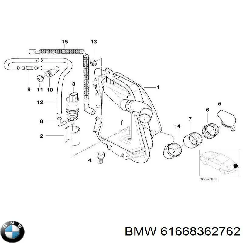 Шланг омивача лобового скла BMW 61668362762