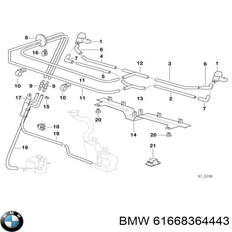 Форсунка омивача лобового скла 61668364443 BMW