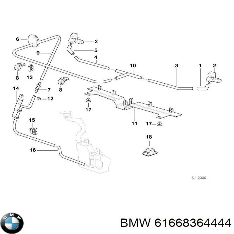 61668364444 BMW Сопло склоомивача вітрового скла
