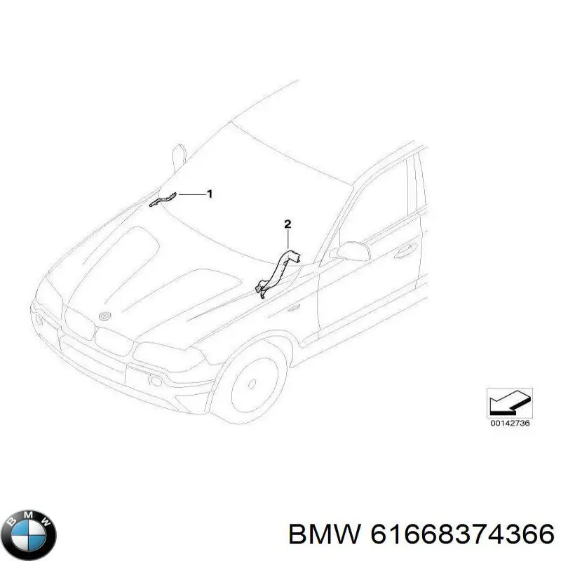 Форсунка омивача скла лобового, права на BMW 3 (E46)