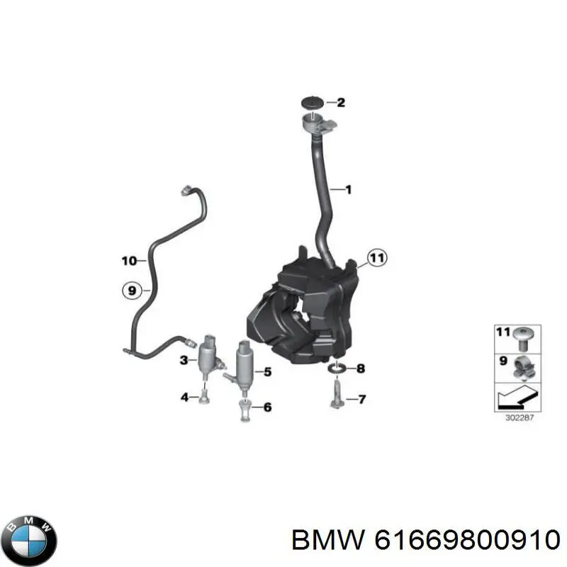 Бачок омивача лобового скла BMW 61669800910 ціна, від 94.65 USD