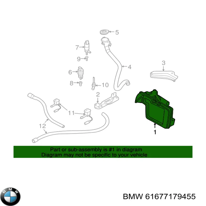 Бачок омивача фар BMW 61677179455 ціна, від 34.21 USD