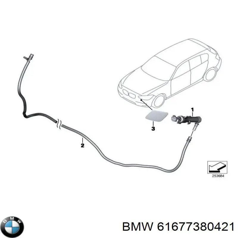 Форсунка омивача фари передньої, лівою 61677380421 BMW