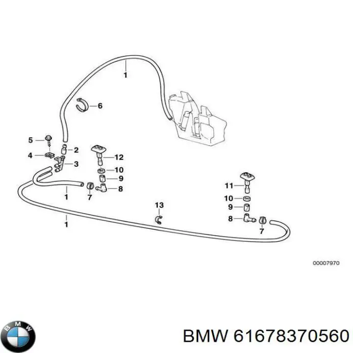 Форсунка омивача фари передньої, правої на BMW 7 (E38)