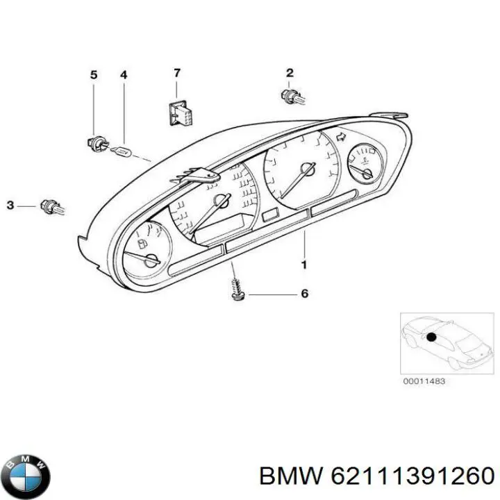 Лампочка щитка / панелі приладів 62111391260 BMW