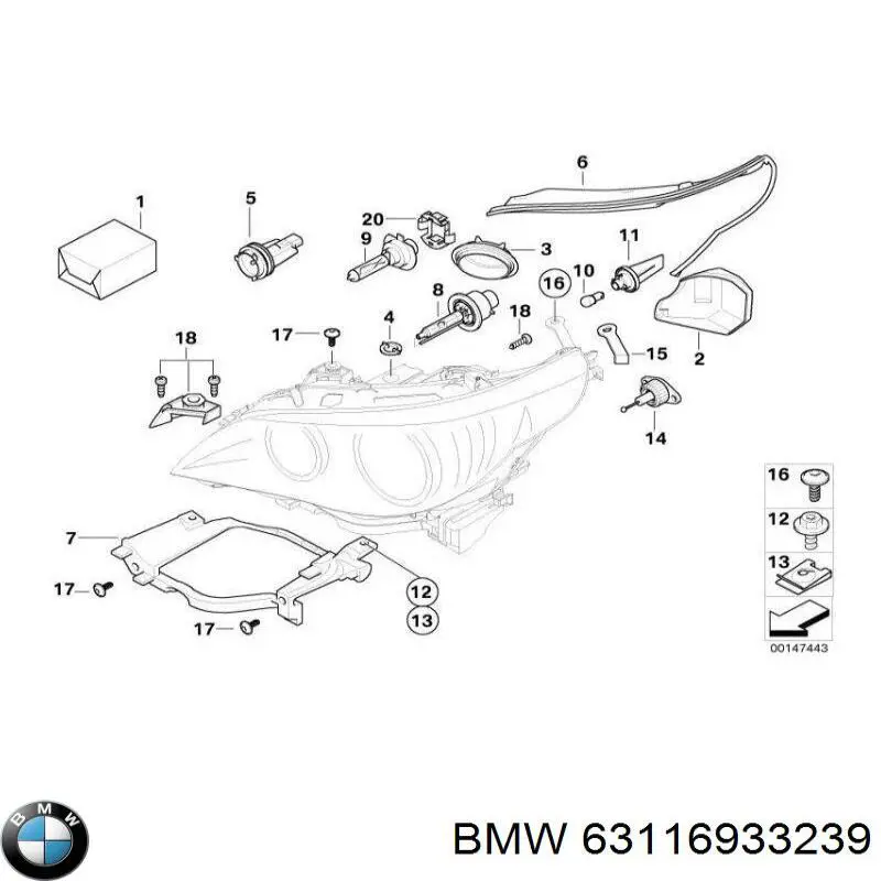 Кришка фари лівої BMW 63116933239 ціна, від 25.54 USD