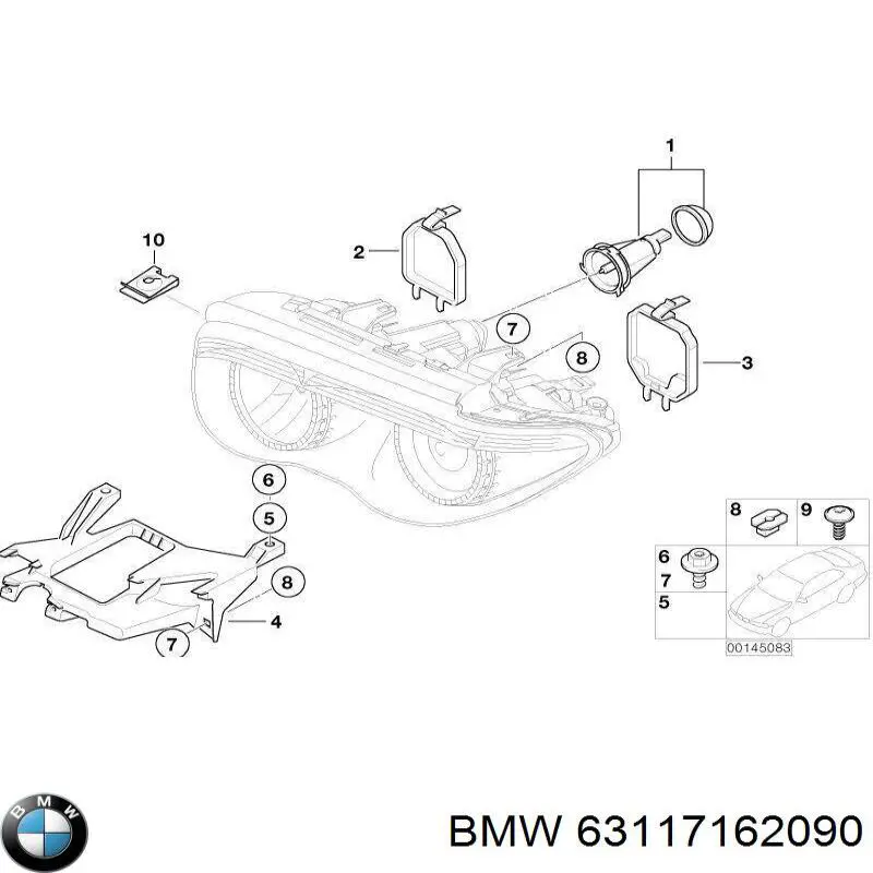 63117162090 BMW Кронштейн-адаптер кріплення фари передньої, правої