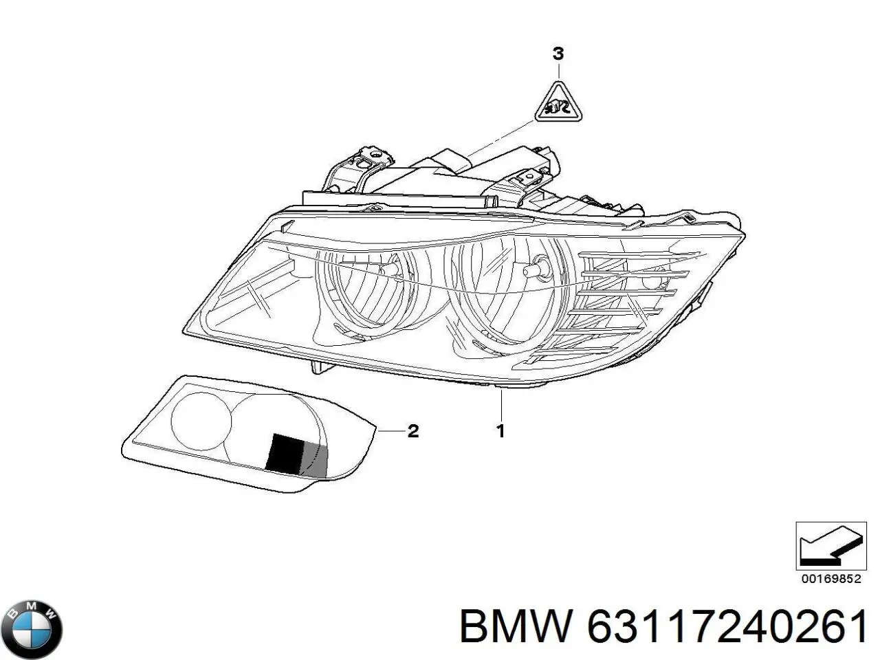 63117240261 BMW Фара дальнього світла в зборі