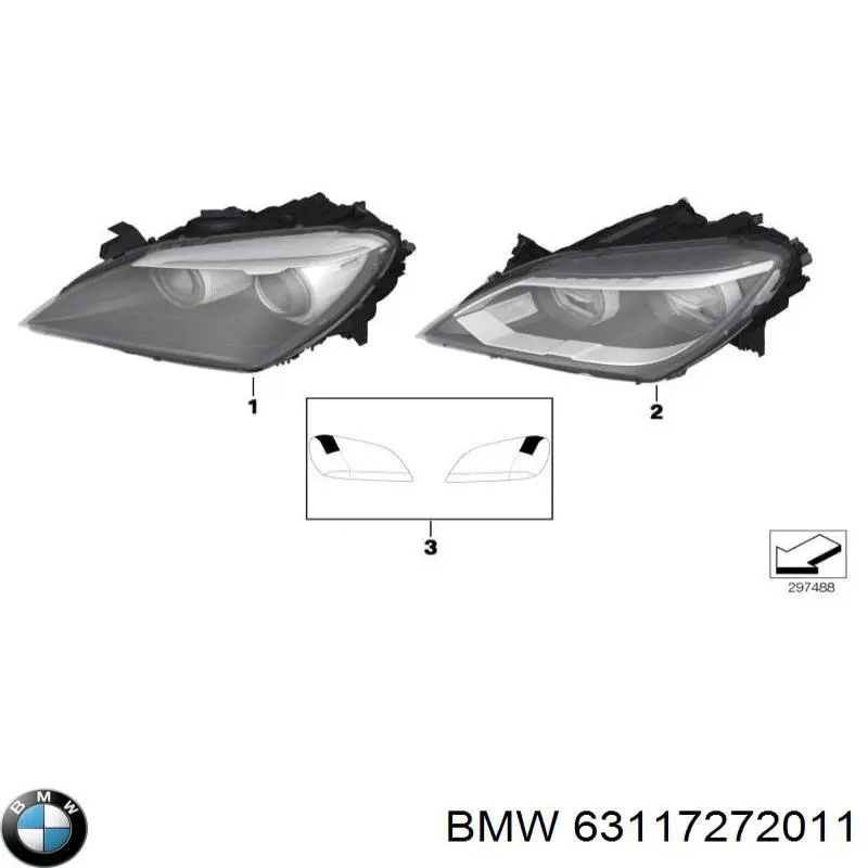 63117272011 BMW Фара дальнього світла в зборі