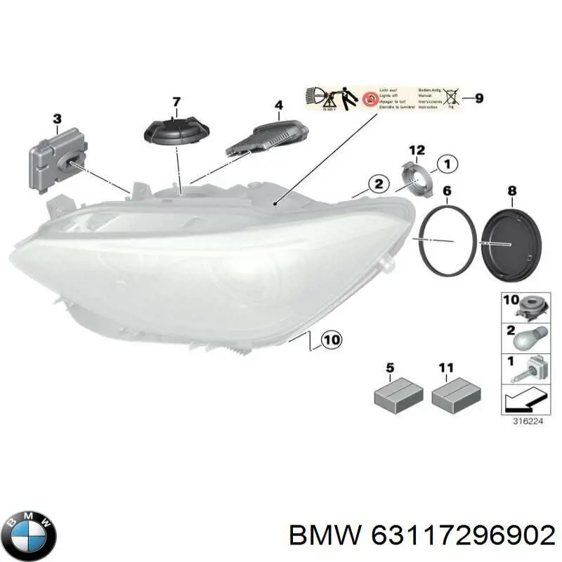 Купити 63117296902 BMW Кронштейн (адаптер) кріплення фари передньої