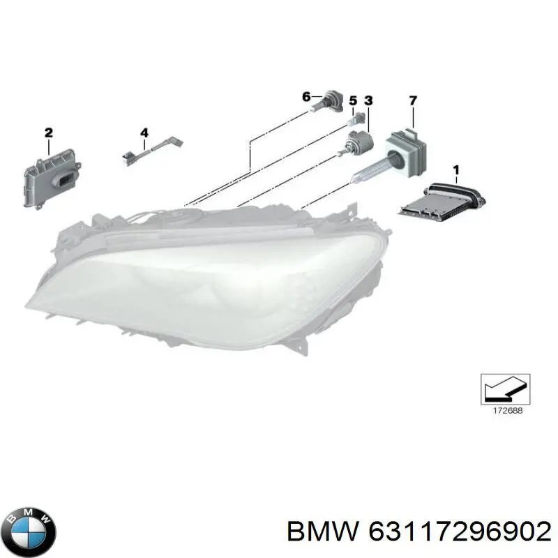 Кронштейн (адаптер) кріплення фари передньої BMW 63117296902 ціна, від 51.94 USD