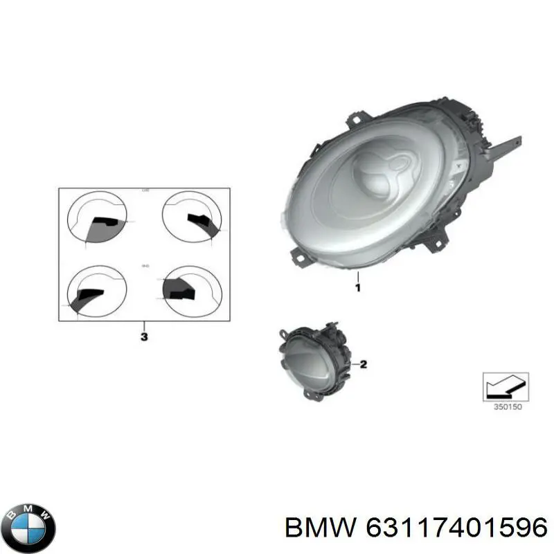 Основна фара - вставка BMW 63117401596 ціна, від 247.26 USD