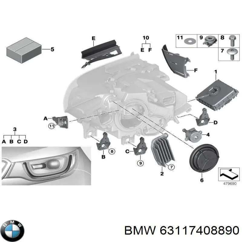 Модуль управління світлом фар BMW 63117408890 ціна, від 101.35 USD