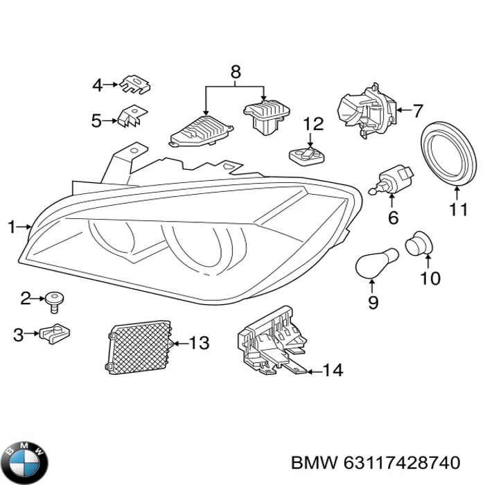 Фара правая BMW 63117428740 ціна, від 648.98 USD