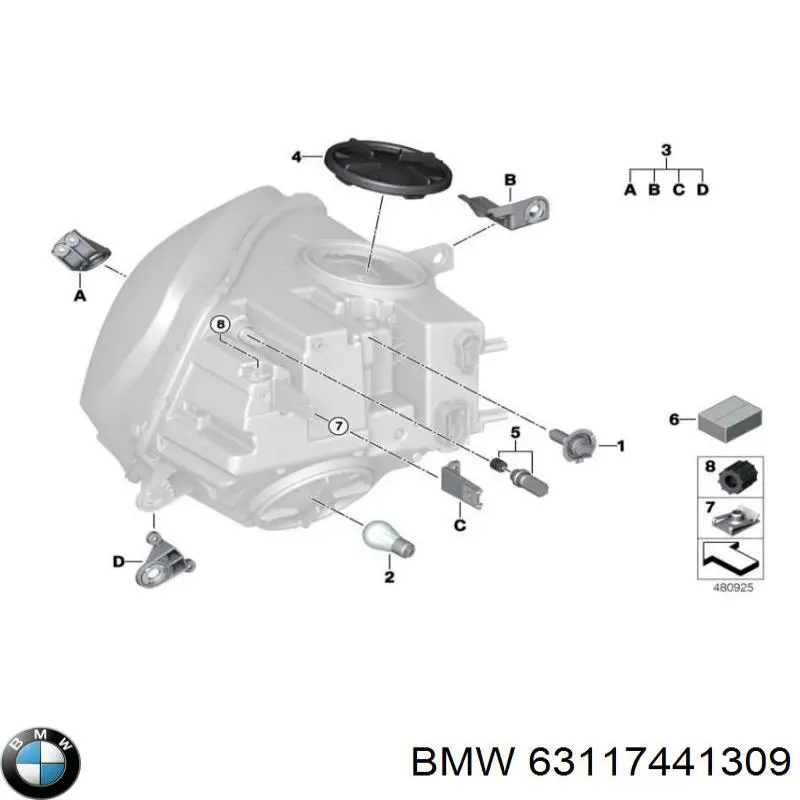 Кронштейн (адаптер) кріплення фари передньої BMW 63117441309 ціна, від 55.50 USD
