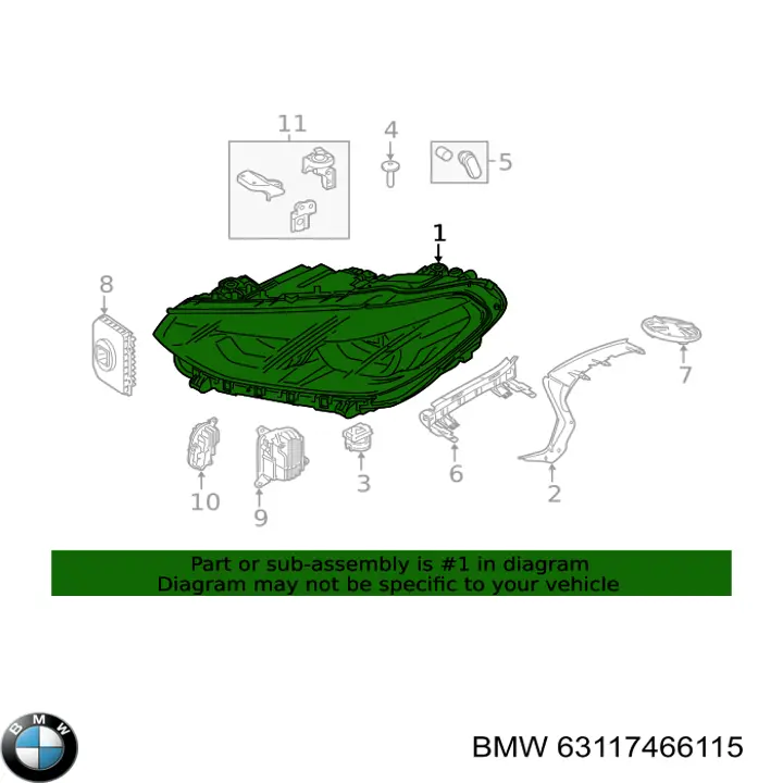 63117466115 BMW Фара дальнього світла в зборі