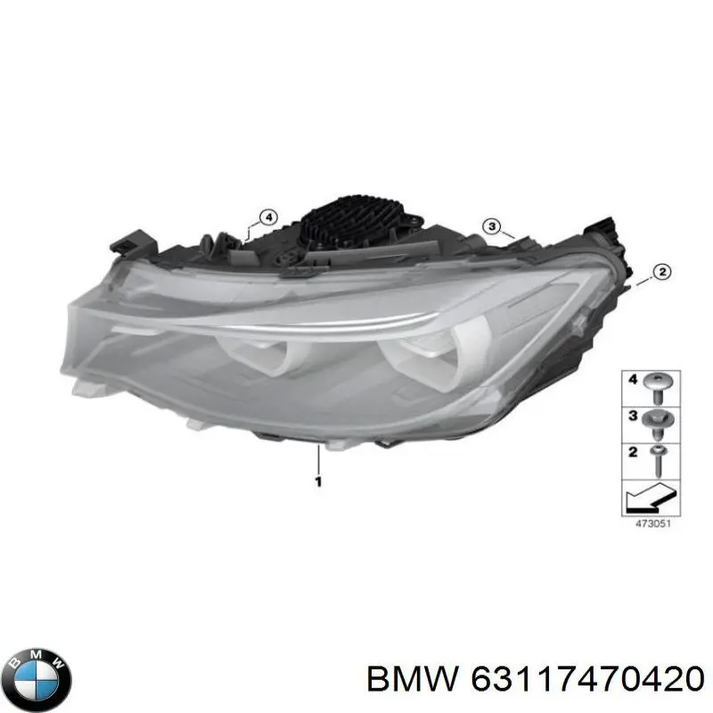 63117470420 BMW Фара правая