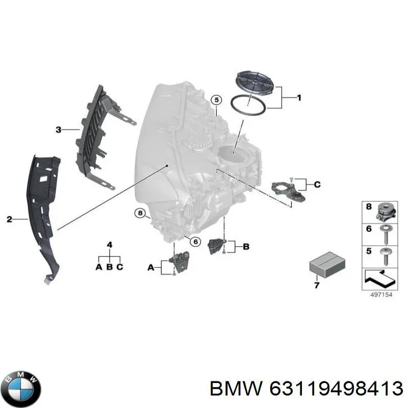 63119498413 BMW Кріплення фари передньої, лівої