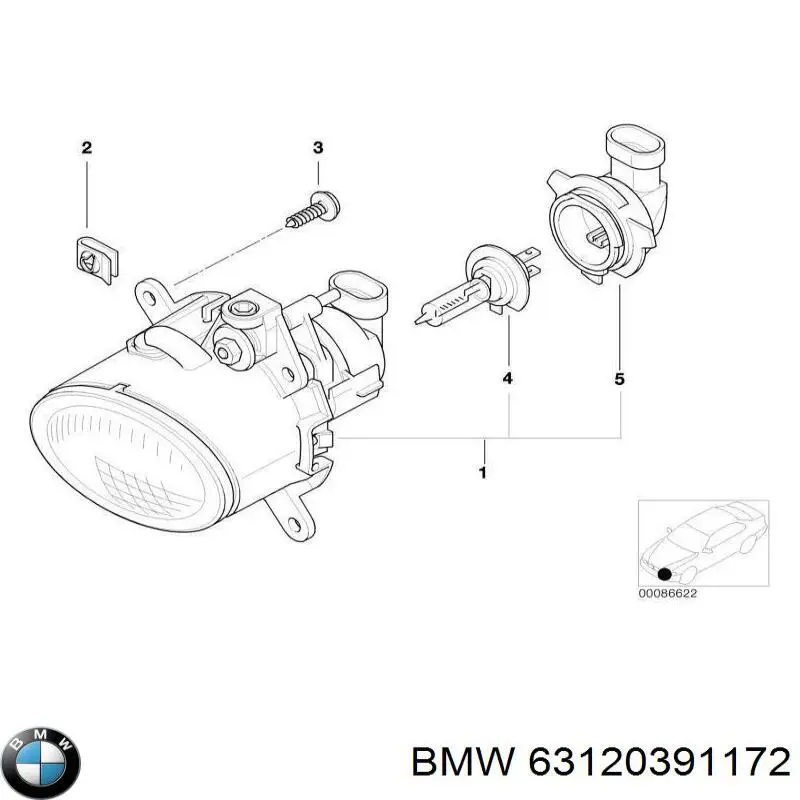 Цоколь лампи в фару на BMW 3 (E46)