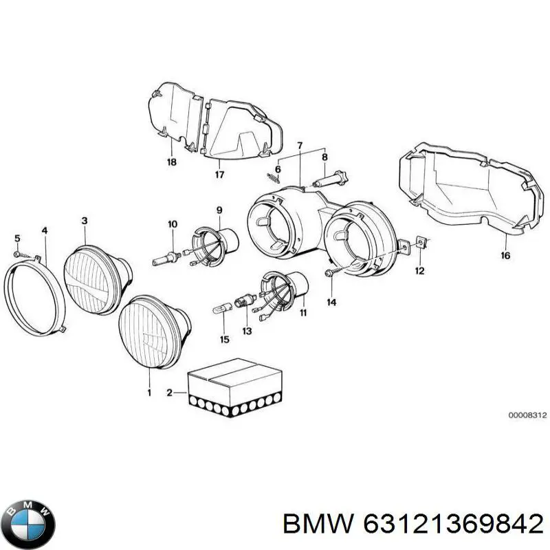 63121369842 BMW лампа-фара внутрішня, ліва/права