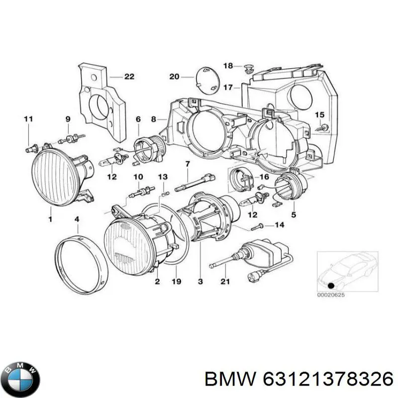 63128350146 BMW кронштейн-адаптер кріплення фари передньої, правої