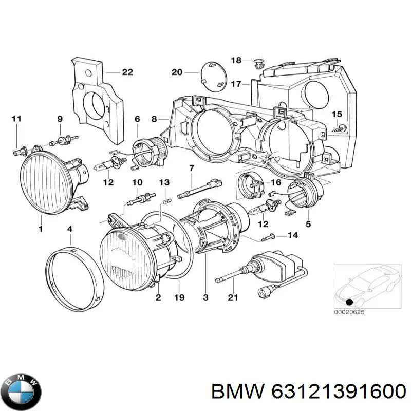 Купити 63121391600 BMW Права блок фара