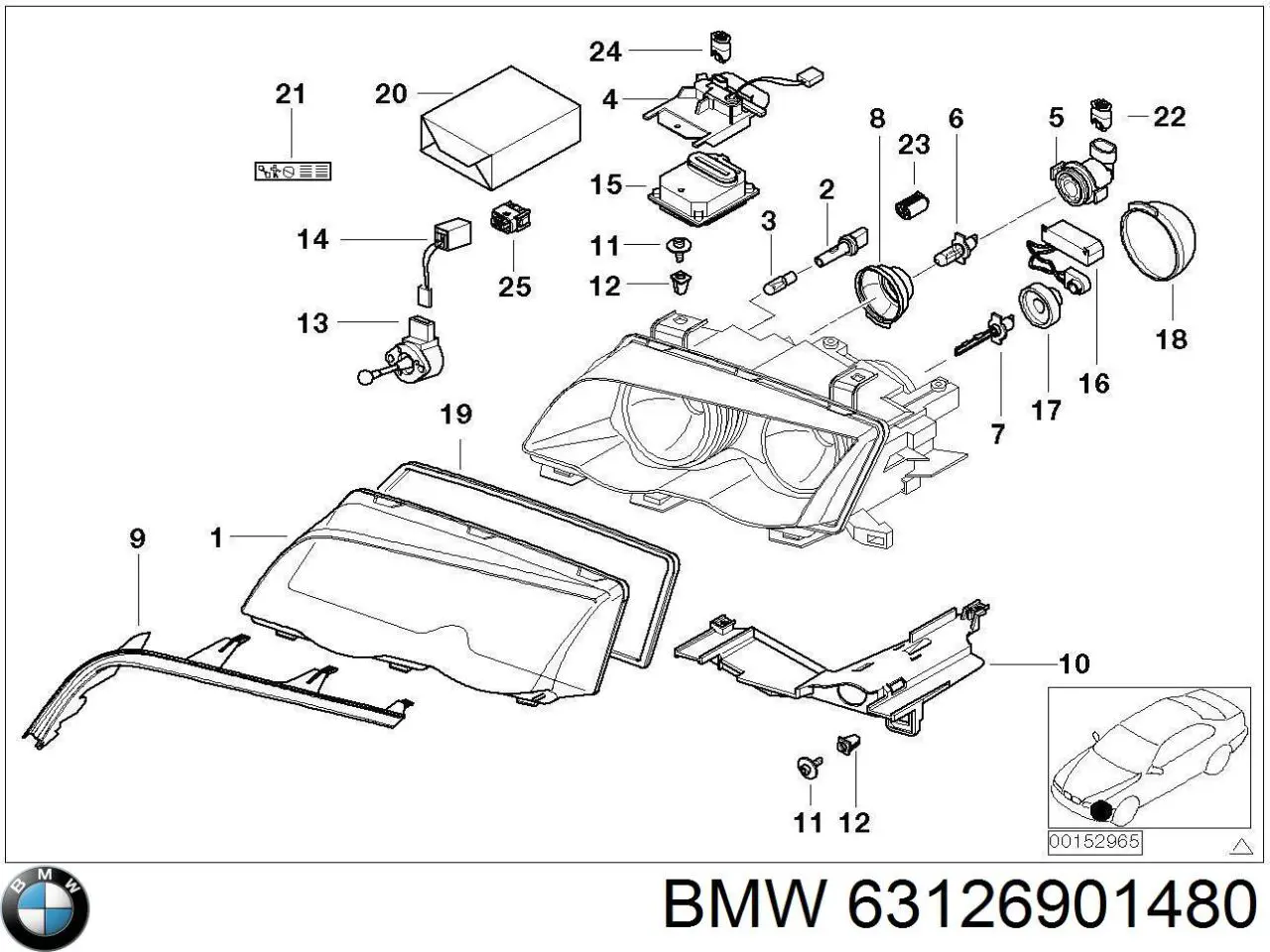 Купити 63126901480 BMW Кришка фари, задня